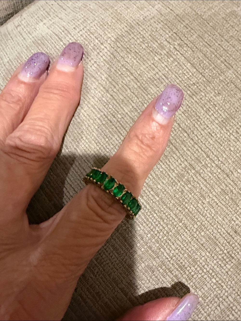 Emerald Green Crystal Eternity Ring - Women's Jewelry